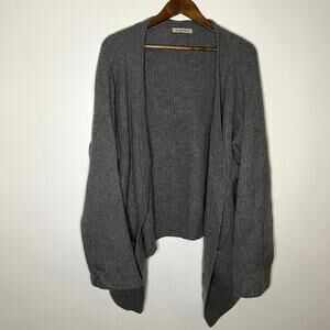 Gentle Herd 100% Cashmere Gray Open Front Cardigan Sweater Women’s M Soft Cozy
